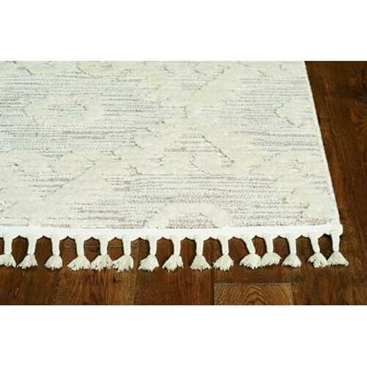 Picture of 12'x15' Ivory Beige Machine Woven Geometric With Fringe Indoor Area Rug