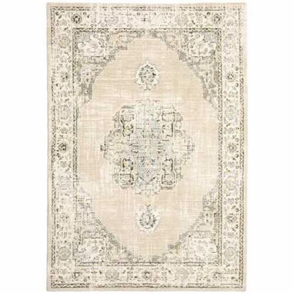 Picture of 8'x10' Beige and Ivory Center Jewel Area Rug