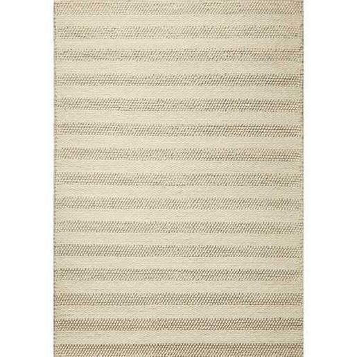 Picture of 5'x7' White Ivory Hand Woven Knobby Cornish Stripe Indoor Area Rug