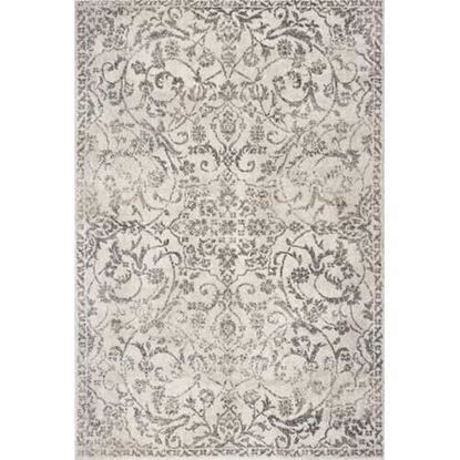 Picture of 9'x13' Ivory Machine Woven Distressed Floral Vines Indoor Area Rug