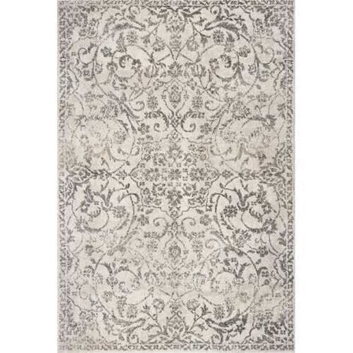 Picture of 9'x13' Ivory Machine Woven Distressed Floral Vines Indoor Area Rug