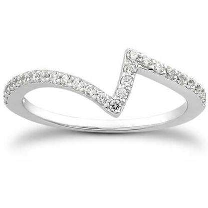 Picture of Size: 8 - 14k White Gold Fancy Zig Zag Pave Diamond Wedding Ring Band