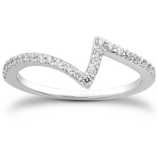 Picture of Size: 8 - 14k White Gold Fancy Zig Zag Pave Diamond Wedding Ring Band