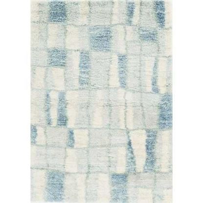 Picture of 9'x13' Ivory Blue Machine Woven Color Block Abstract Indoor Area Rug