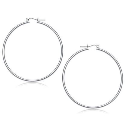 Picture of 14k White Gold Polished Hoop Earrings (60 mm)