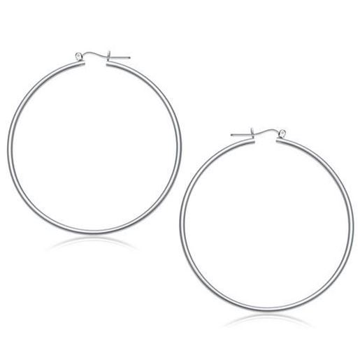 Picture of 14k White Gold Polished Hoop Earrings (60 mm)