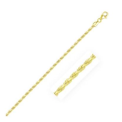 Picture of Size: 22'' - 2.5mm 10k Yellow Gold Solid Diamond Cut Rope Chain