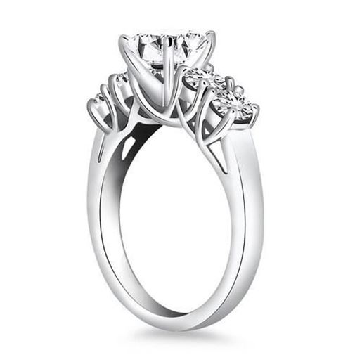 Picture of Size: 8 - 14k White Gold Five Stone Diamond Trellis Engagement Ring