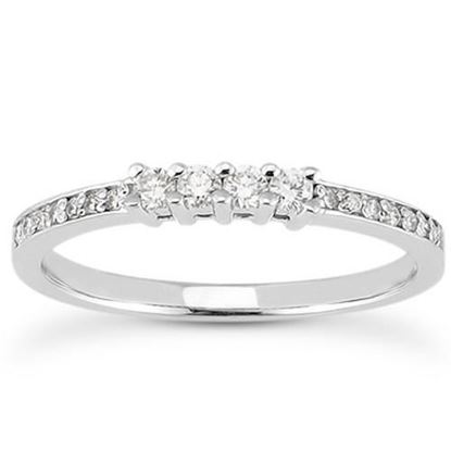 Picture of Size: 4 - 14k White Gold Wedding Band with Pave Set Diamonds and Prong Set Diamonds