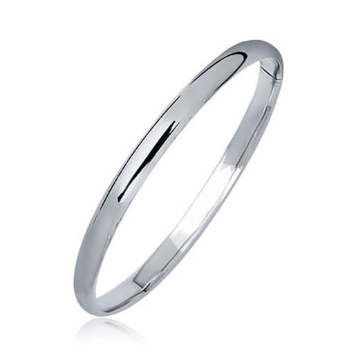 Picture of Size: 5.5'' - 14k White Gold Dome Children's Bangle with a Polished Finish