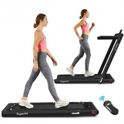 Picture of 2 in 1 Folding Treadmill with Bluetooth Speaker Remote Control-Black - Color: Black