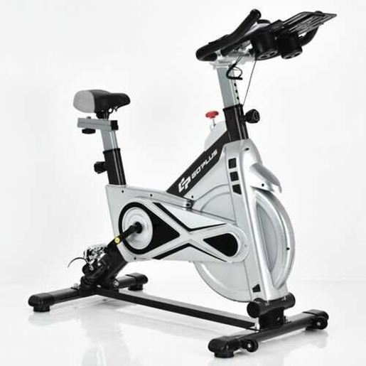Picture of Stationary Silent Belt Adjustable Exercise Bike with Phone Holder and Electronic Display-Black - Color: Black