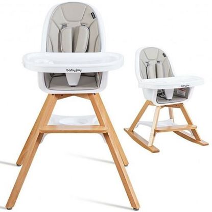Picture of 3-in-1 Convertible Wooden Baby High Chair-Gray