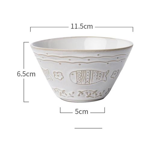 Picture of style: A - Retro White Glaze Cartoon Embossed Cat Ceramic Bowl