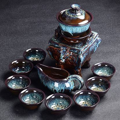 Picture of Color: J - Kiln Stone Mill Lazy Anti-scalding Semi-gilt Silver Tea Set