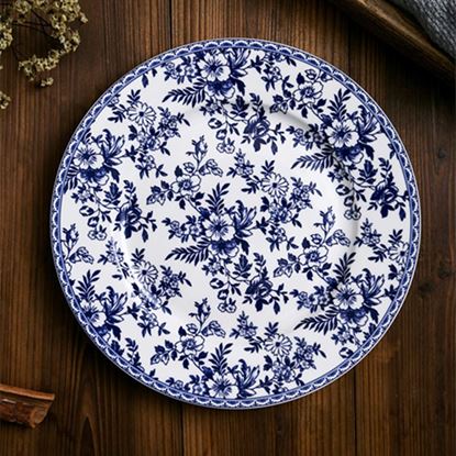 Picture of Color: 8inch flat plate2 - Western-style Ceramic Tableware Set Blue And White Chinese And Western Dishes