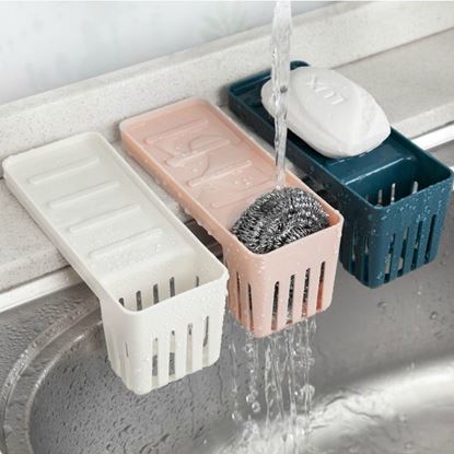 Foto de Sink Suction Cup Rack Cleaning Brush Rack Drain Kitchen Non-Perforated Sponge Spoon Soap Storage Rack