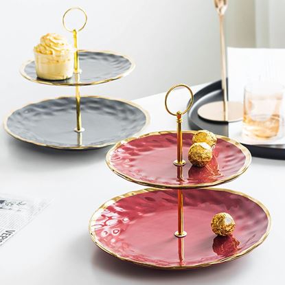 Picture of Nordic Minimalist Home Phnom Penh Creative Ceramic Skewer Double-Layer Fruit Plate