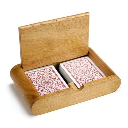 Picture of 2 Deck (Poker and Bridge Size) Wooden Card Box