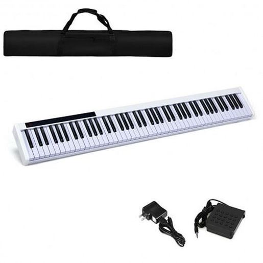 Picture of 88-Key Portable Electronic Piano with Voice Function-White - Color: White