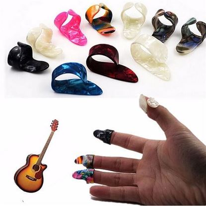 Picture of Guitar Plastic Nail Picks Plectrums 3 Finger Picks + 1 Thumb Picks Plectrums