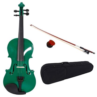 Picture of High Quality 4/4 Full Size Acoustic Violin with Case Bow Rosin Green Color for Student