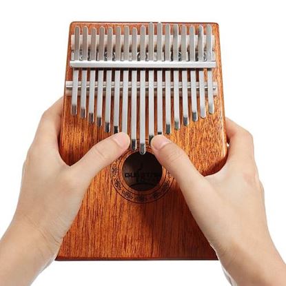 Picture of 17 Keys Wood Kalimba Mahogany Thumb Piano Finger Percussion Musical Toys With Tuning Hammer