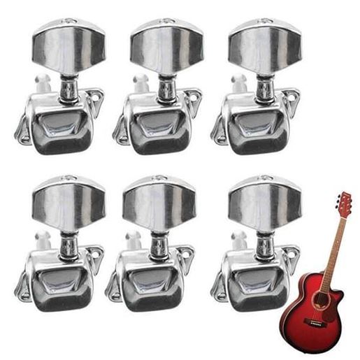 Picture of Acoustic Guitar String Semiclosed Tuning Pegs Tuners Machine Heads 6L Chrome