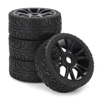 Foto de 4PCS 17mm Hub Wheel Rim & Tires HSP 1:8 Off Road RC Car Buggy Tyre Black