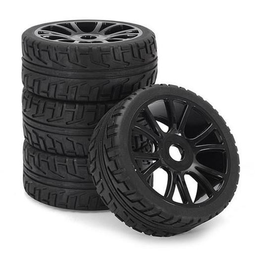 Foto de 4PCS 17mm Hub Wheel Rim & Tires HSP 1:8 Off Road RC Car Buggy Tyre Black