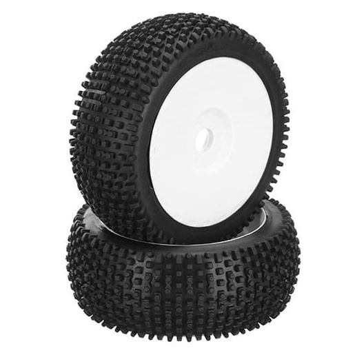 Picture of DHK Hobby 8381-722 Wheel Tyre Tire Complete White Rims 2pcs 1/8 8381 Optimus RC Car Parts