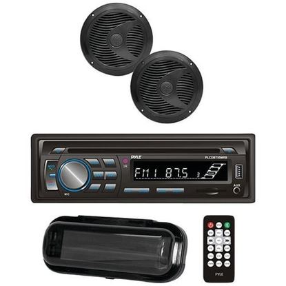 Picture of Pyle PLCDBT75MRB Marine Single-DIN In-Dash CD AM/FM Receiver with Two 6.5" Speakers, Splashproof Radio Cover & Bluetooth (Black)