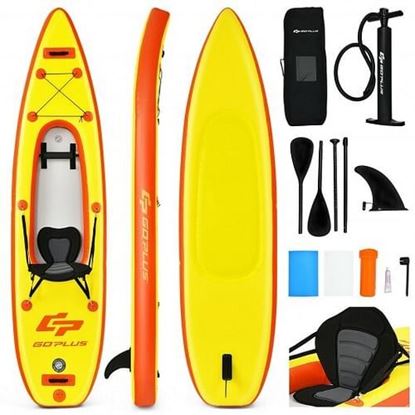 Picture of 10.8 Feet Inflatable Kayak Set K1 1-Person Sit-On-Top Kayak with Oars-Yellow - Color: Yellow