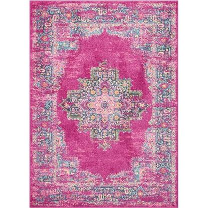 Picture of 7' x 10' Fuchsia and Blue Distressed Area Rug