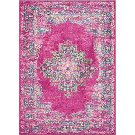 Picture of 7' x 10' Fuchsia and Blue Distressed Area Rug