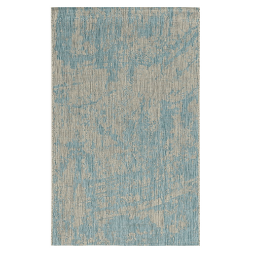 Picture of 8'x11' Teal Machine Woven Abstract Strokes Indoor Outdoor Area Rug