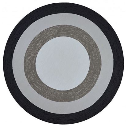 Picture of 7' Charcoal Grey Hand Hooked UV Treated Bordered Round Indoor Outdoor Area Rug