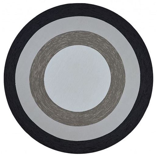 Picture of 7' Charcoal Grey Hand Hooked UV Treated Bordered Round Indoor Outdoor Area Rug