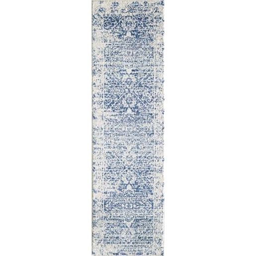 Picture of 7'x12' Ivory Blue Machine Woven Distressed Medallion Indoor Area Rug