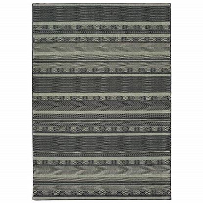 Picture of 6' x 9' Black Ivory Machine Woven Geometric Indoor Area Rug