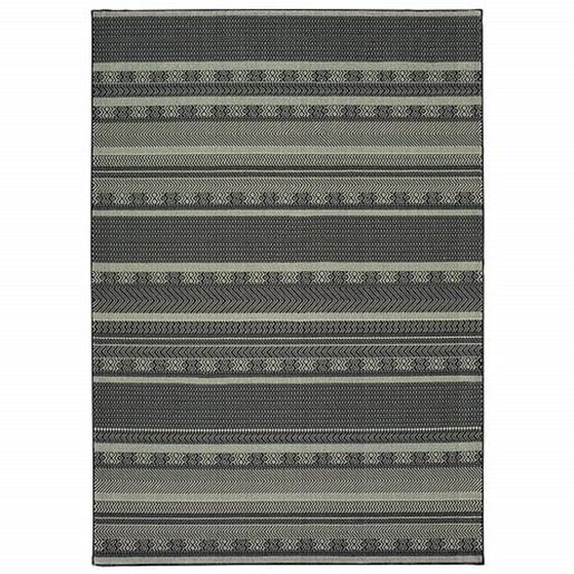 Picture of 6' x 9' Black Ivory Machine Woven Geometric Indoor Area Rug