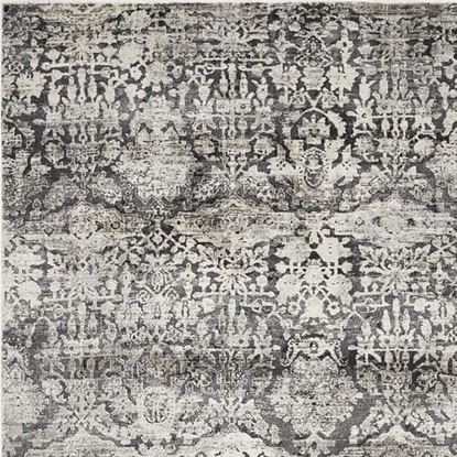 Picture of 8'x11' Grey Machine Woven Distressed Floral Traditional Indoor Area Rug