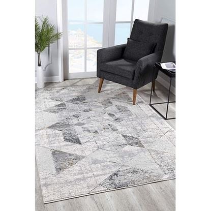 Picture of 7' x 10' Gray and Ivory Abstract Distressed Area Rug