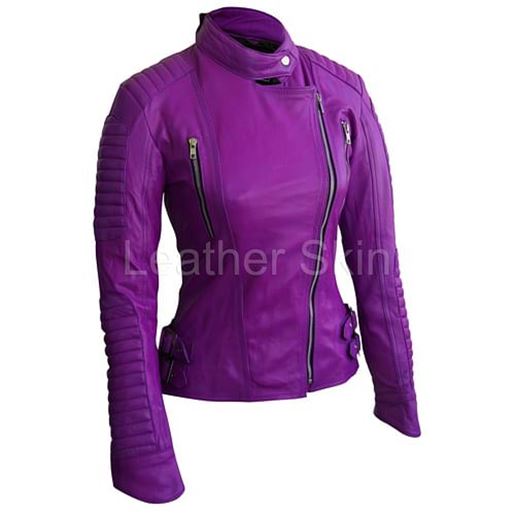 Picture of Women Purple Leather Jacket