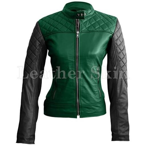 Picture of Women Green Leather Jacket