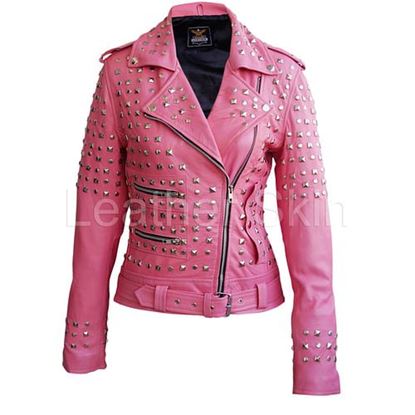 Picture of Women Pink Leather Jacket