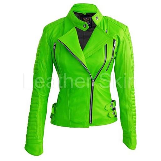 Picture of Women Green Leather Jacket