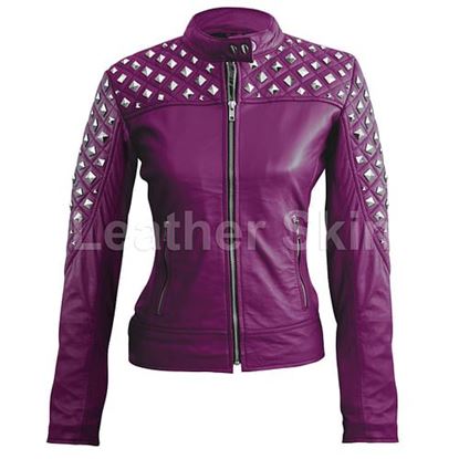 Picture of Women Purple Leather Jacket