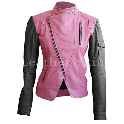 Picture of Women Pink Leather Jacket