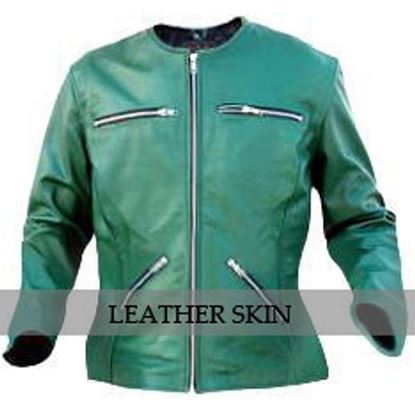 Picture of Green Women Leather Jacket